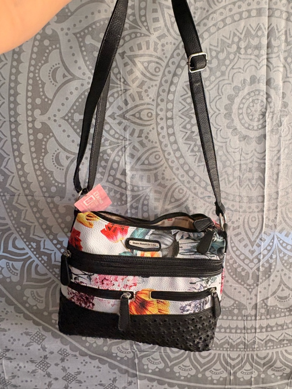 Stone Mountain Accessories Floral Crossbody Bag in Black and Multicolor